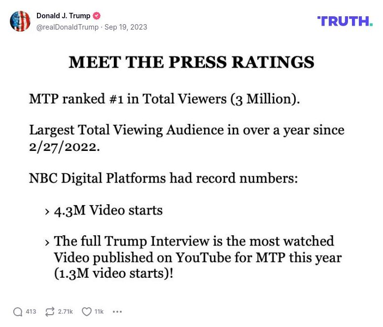 Post image from Donald Trump