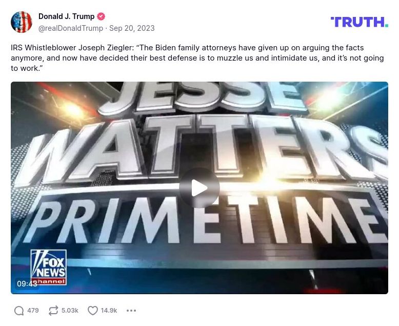 Post image from Donald Trump