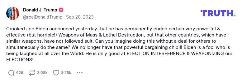 Post image from Donald Trump