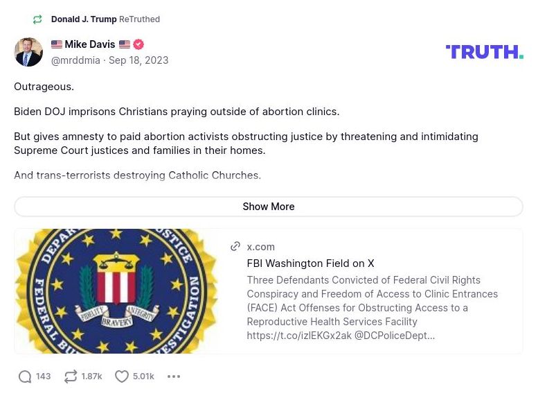 Post image from Donald Trump