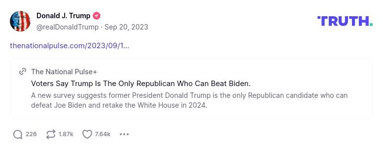 Post image from Donald Trump