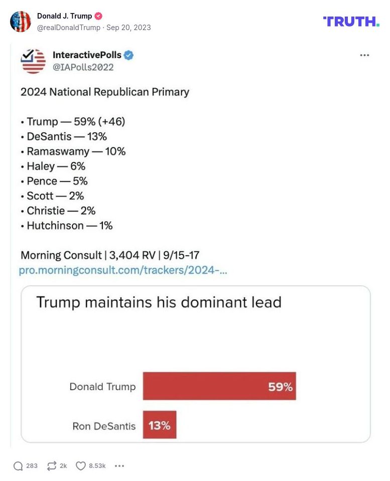 Post image from Donald Trump