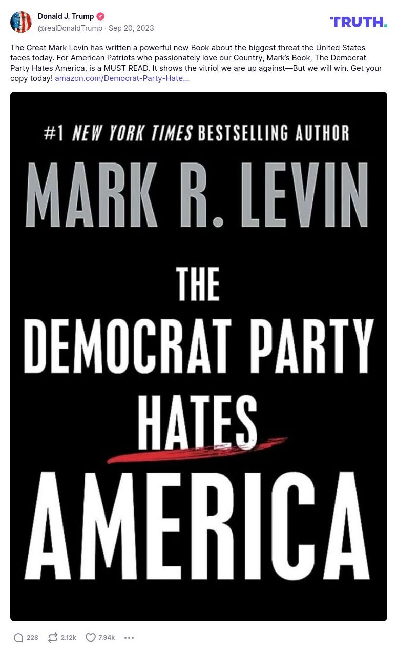 Post image from Donald Trump