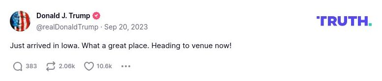 Post image from Donald Trump