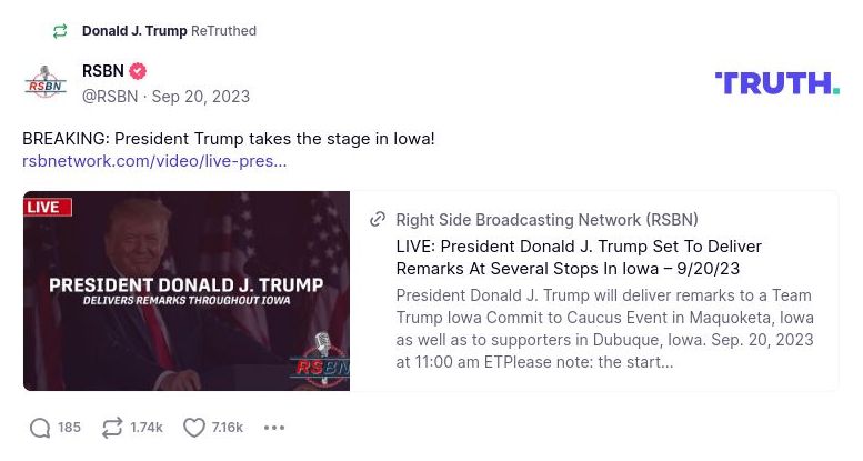 Post image from Donald Trump