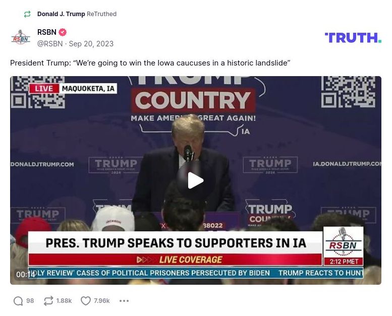 Post image from Donald Trump