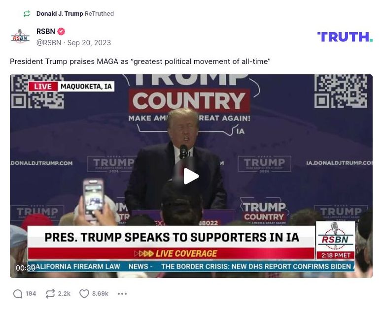 Post image from Donald Trump