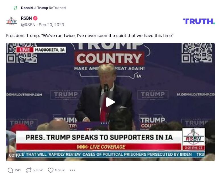 Post image from Donald Trump