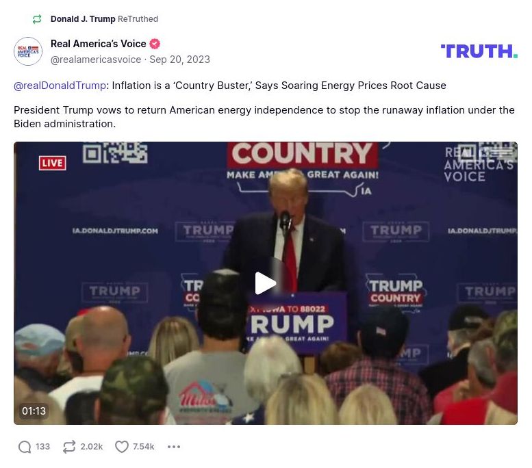 Post preview from Donald Trump