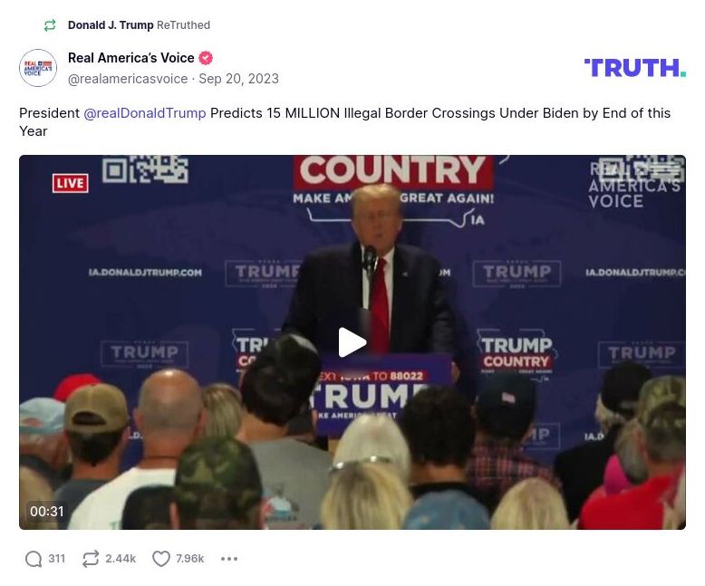 Post image from Donald Trump