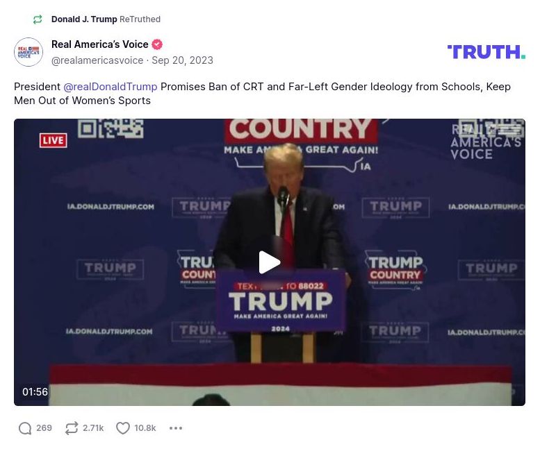 Post image from Donald Trump