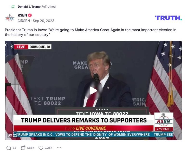 Post image from Donald Trump