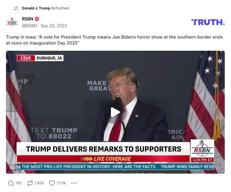 Post image from Donald Trump