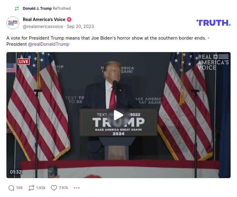 Post image from Donald Trump