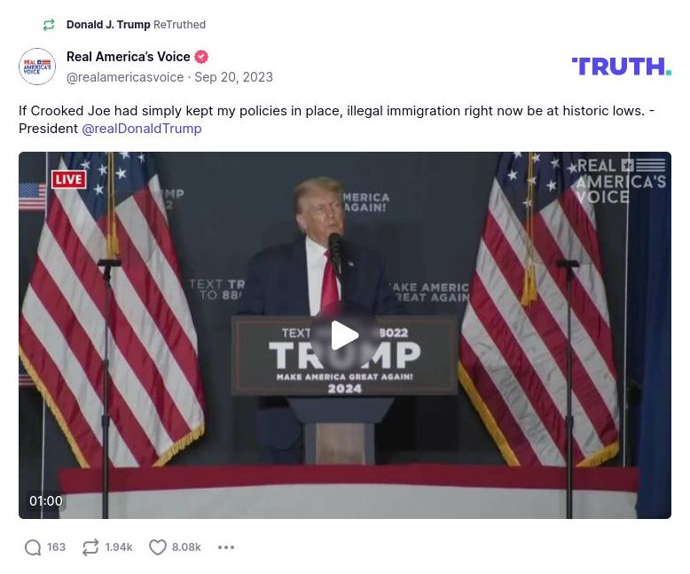 Post preview from Donald Trump