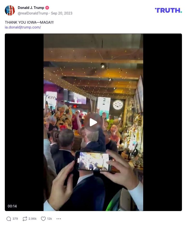 Post image from Donald Trump