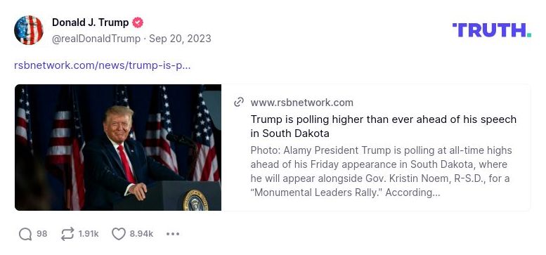 Post image from Donald Trump