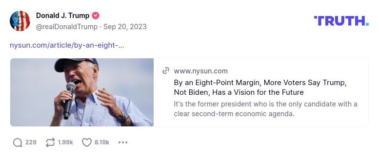 Post image from Donald Trump