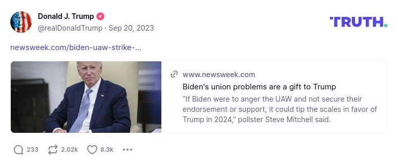 Post image from Donald Trump