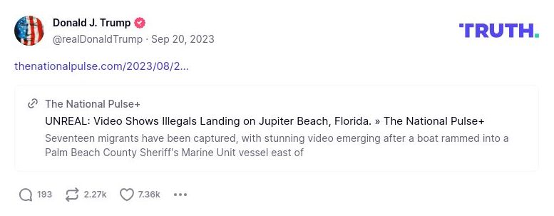 Post image from Donald Trump