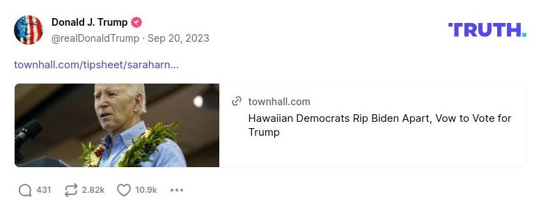 Post image from Donald Trump