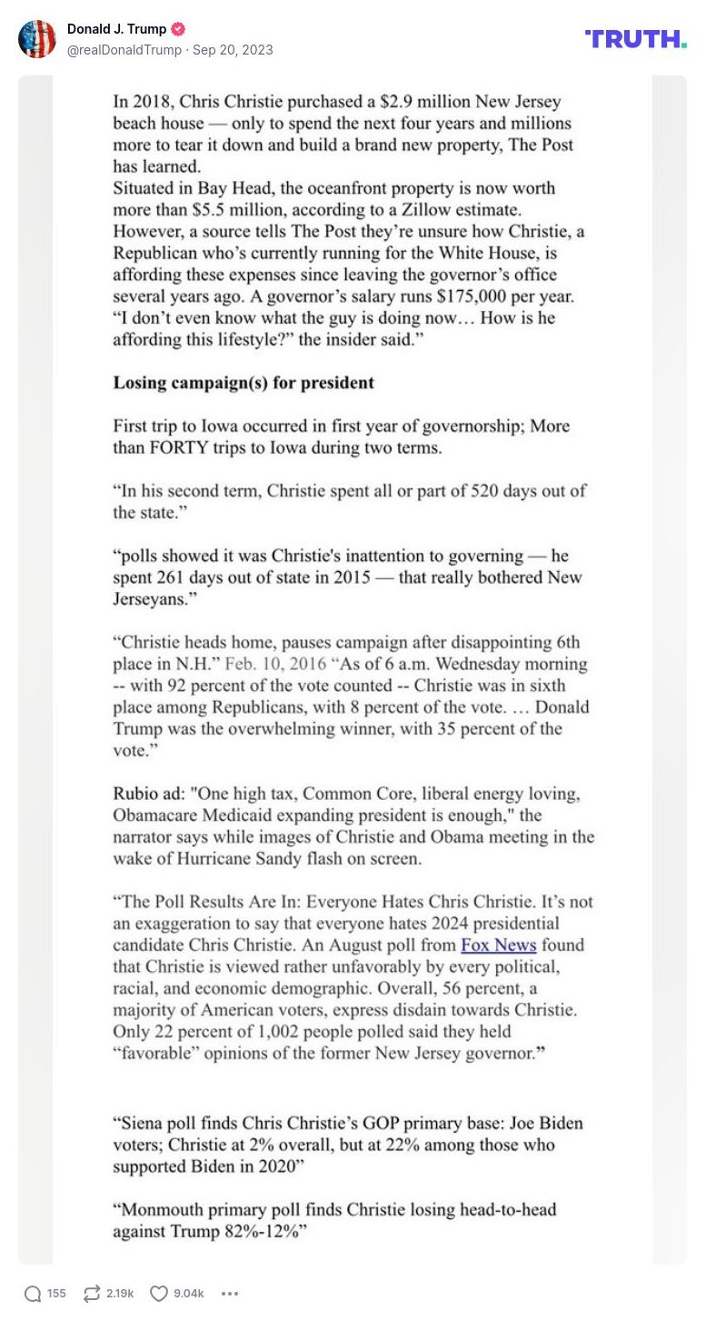 Post image from Donald Trump