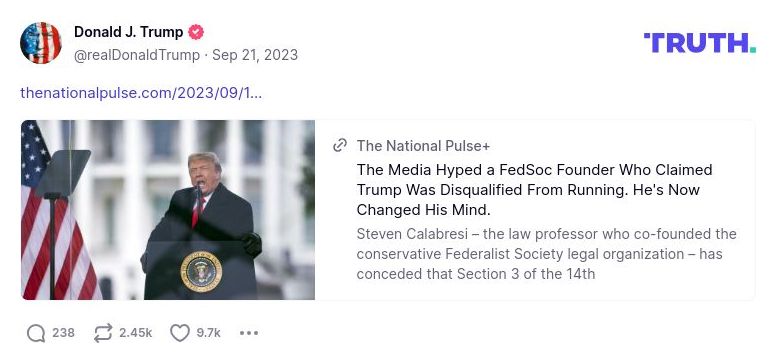 Post image from Donald Trump