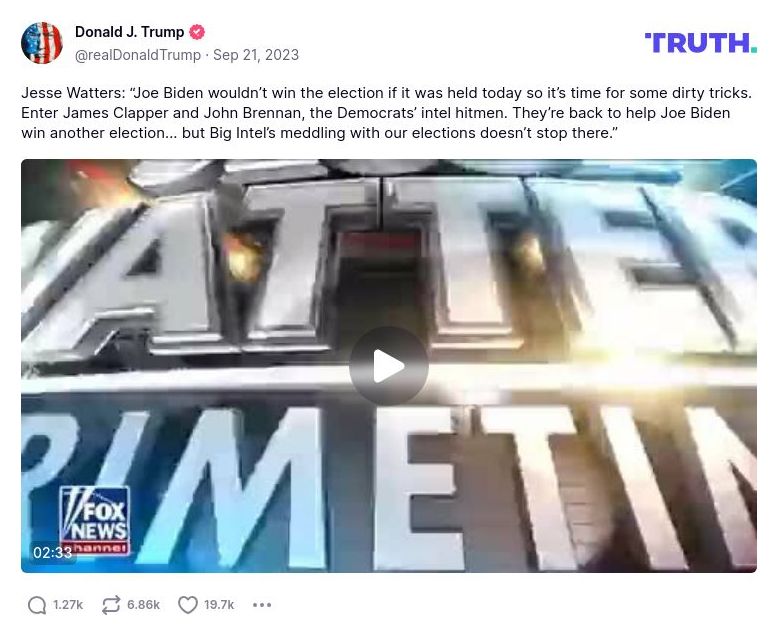 Post image from Donald Trump