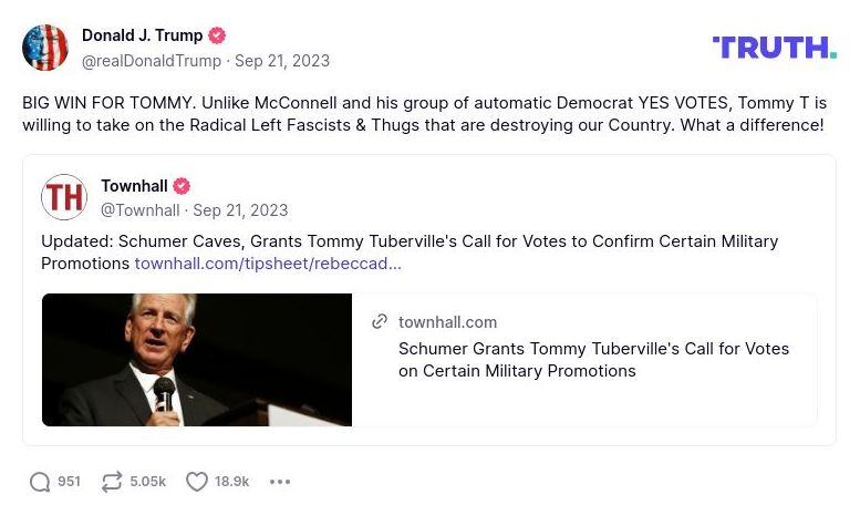 Post image from Donald Trump