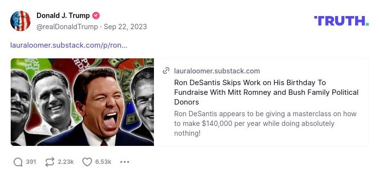 Post image from Donald Trump