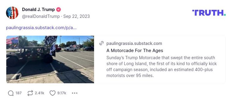 Post image from Donald Trump