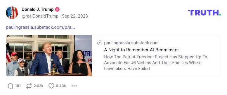 Post image from Donald Trump