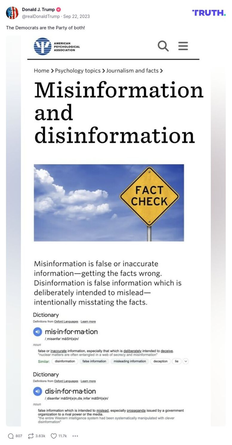 Post image from Donald Trump