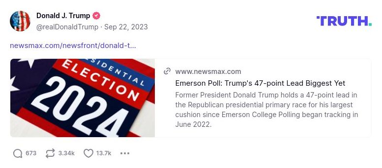 Post image from Donald Trump