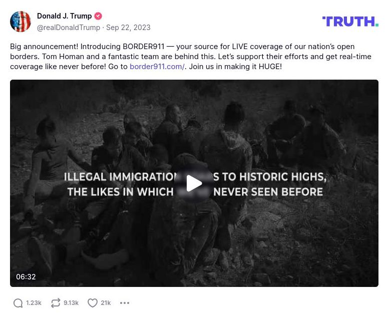 Post image from Donald Trump