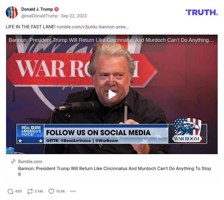 Post image from Donald Trump