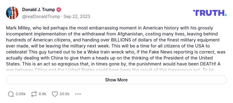 Post preview from Donald Trump