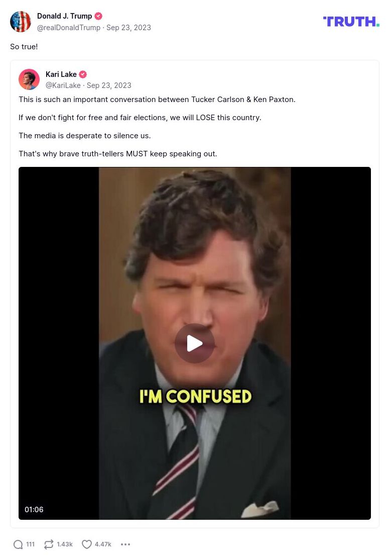 Post image from Donald Trump