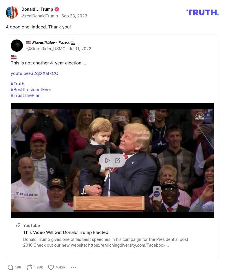 Post image from Donald Trump