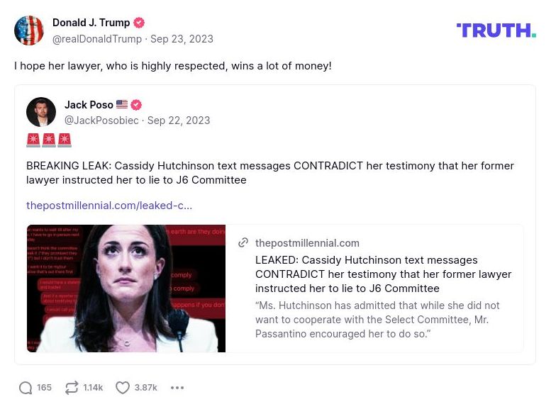 Post image from Donald Trump