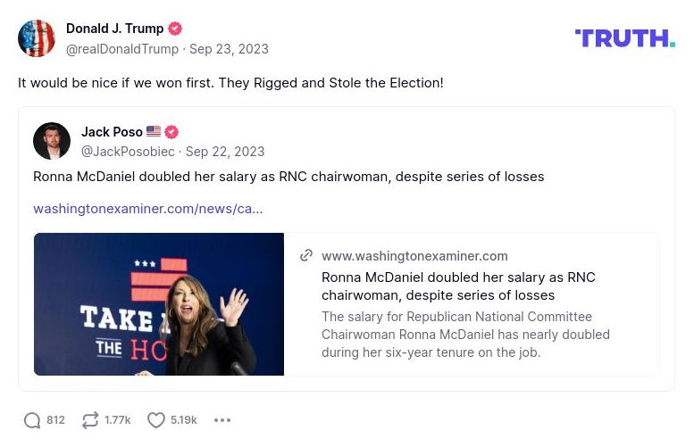 Post image from Donald Trump