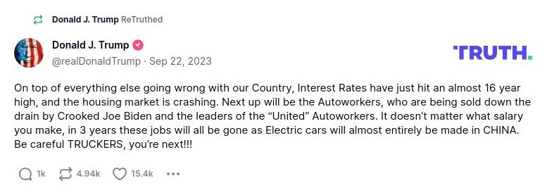 Post preview from Donald Trump