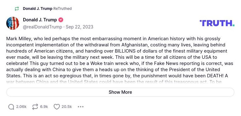 Post preview from Donald Trump