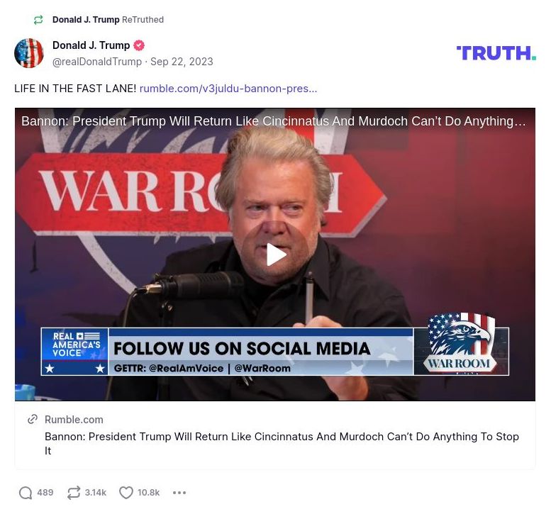 Post image from Donald Trump