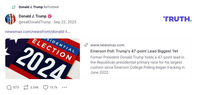 Post image from Donald Trump