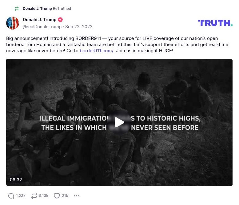 Post image from Donald Trump