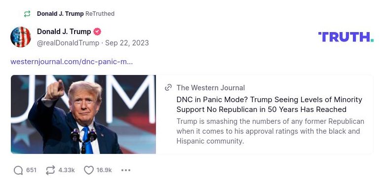 Post image from Donald Trump