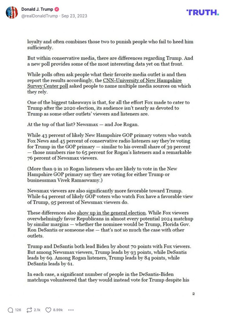 Post image from Donald Trump