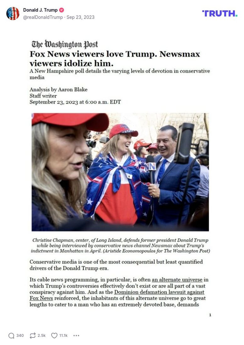 Post image from Donald Trump