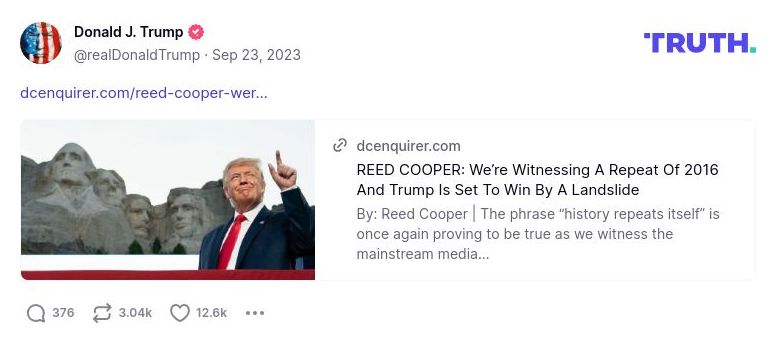 Post image from Donald Trump